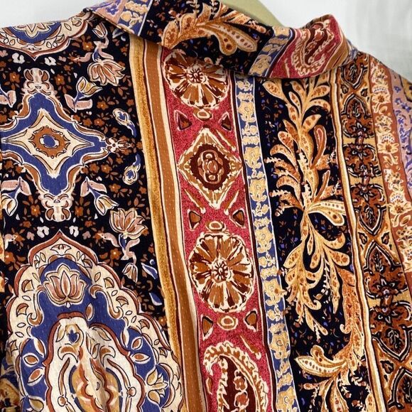 Rachel Zoe Boho Cropped Wrap Top Collared Multi XS New - Picture 9 of 12